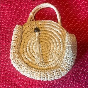 SOLID & STRIPED Cream Woven Mini Bag